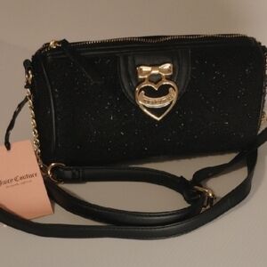 Juicy Couture Liquorice Precious Moments Crossbody Roll Bag with Gold Accents